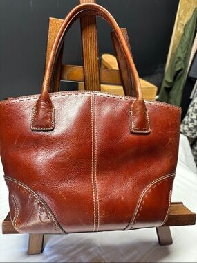 Fossil Warm Chestnut Brown Mini Leather Tote
